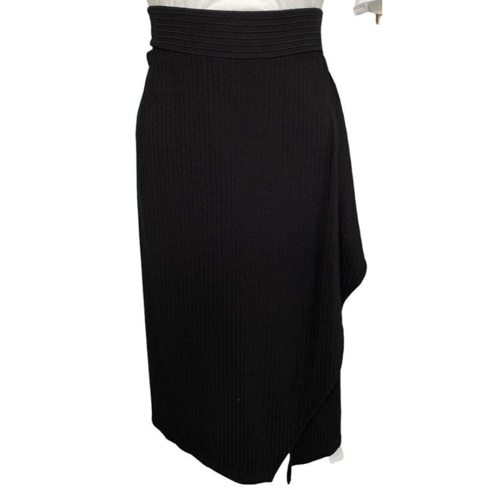 Calvin Klein Plus Pencil Skirt Women's 1X Black Asymmetrical Front Slit Ruffled